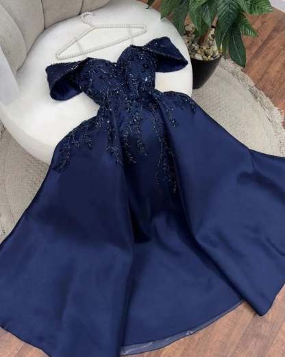 Elegant Off-The-Shoulder Sequins Evening Dress