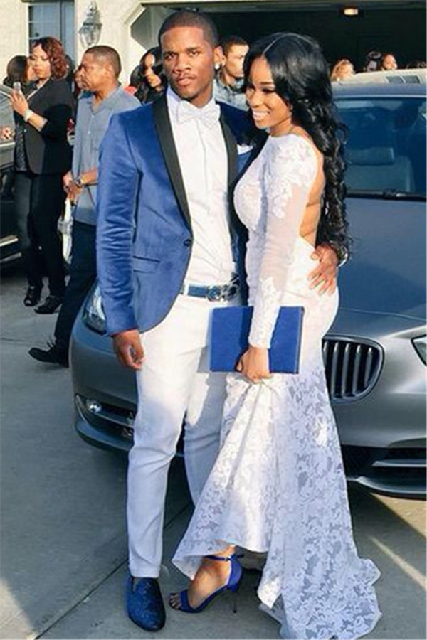 Formal Velvet Blue Bespoke One-Button Groom and Groomsmen Suits