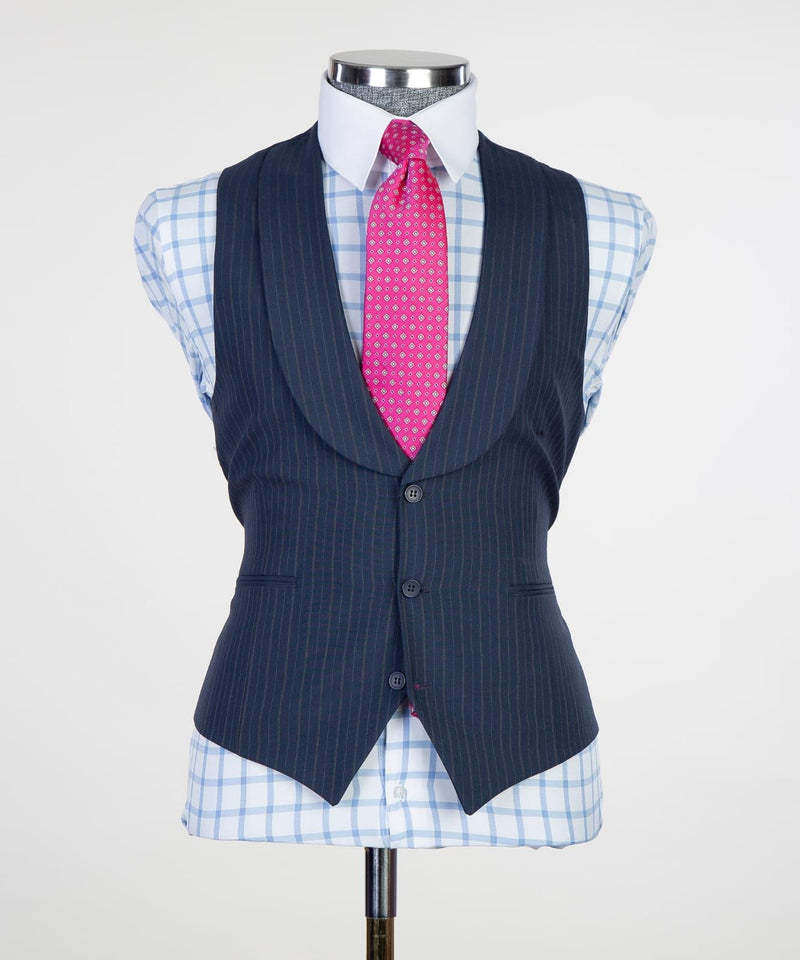 Freddie Fashion Slim Fit Dark Navy Peaked Lapel Business Men's Suits
