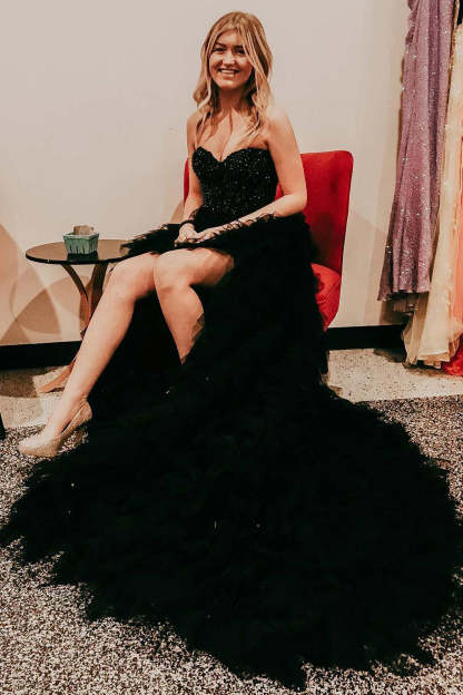 High-Low Prom Dress in Red Tulle