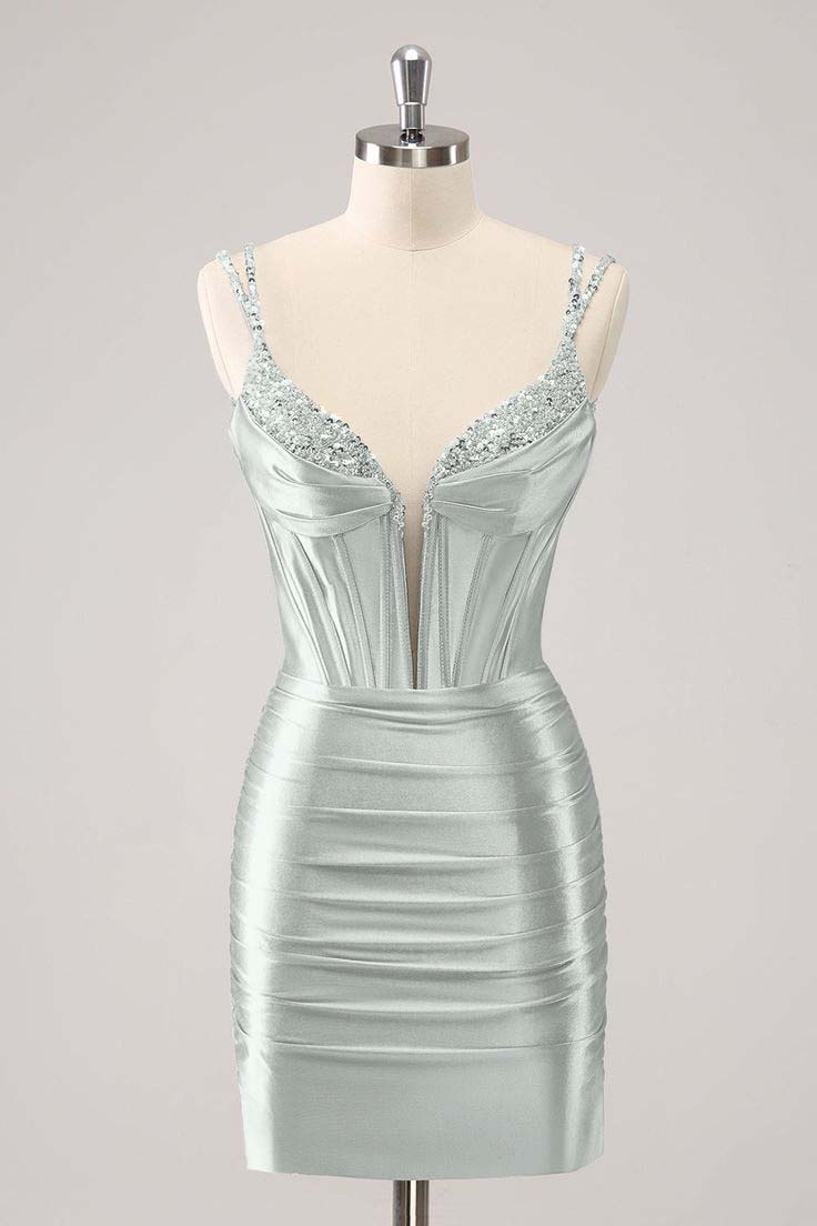 Black Sequins Short Mini cocktail Dress