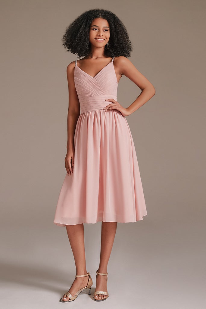 Junior Pink Sleeveless Bridesmaid Dress
