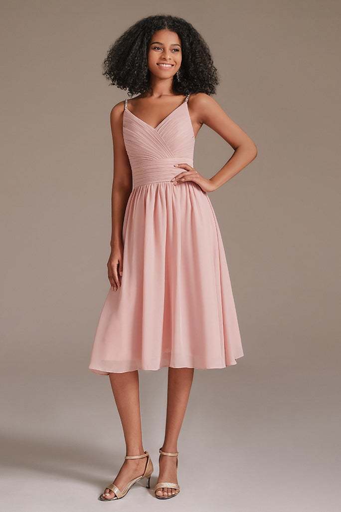 Junior Pink Sleeveless Bridesmaid Dress