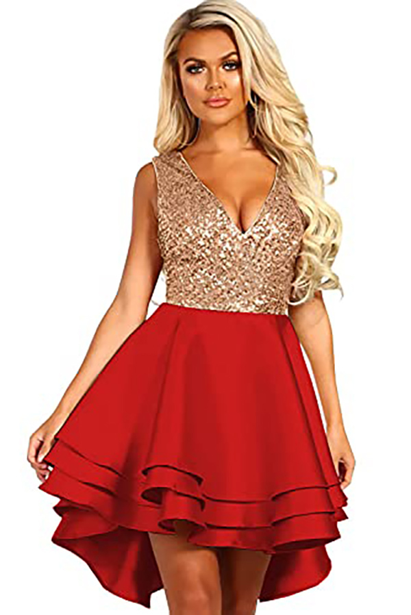 Sleeveless Sequins Short Bridesmaid Dress