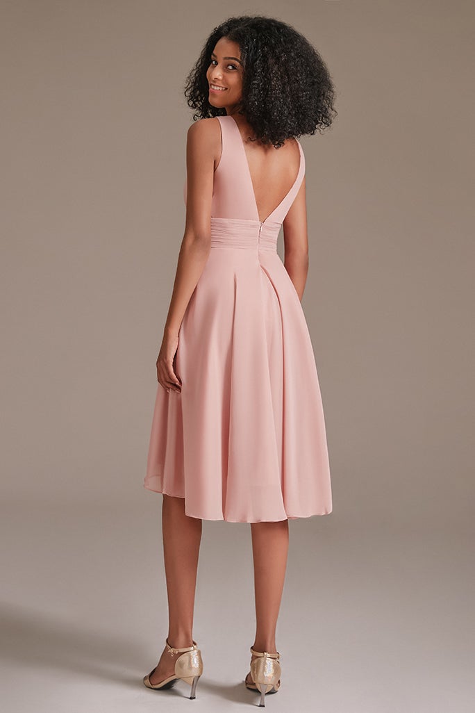 Sleeveless Dusty Pink Short Bridesmaid Dress