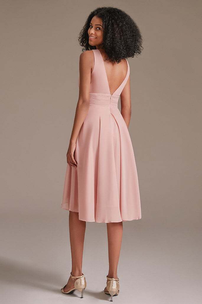 Sleeveless Dusty Pink Short Bridesmaid Dress