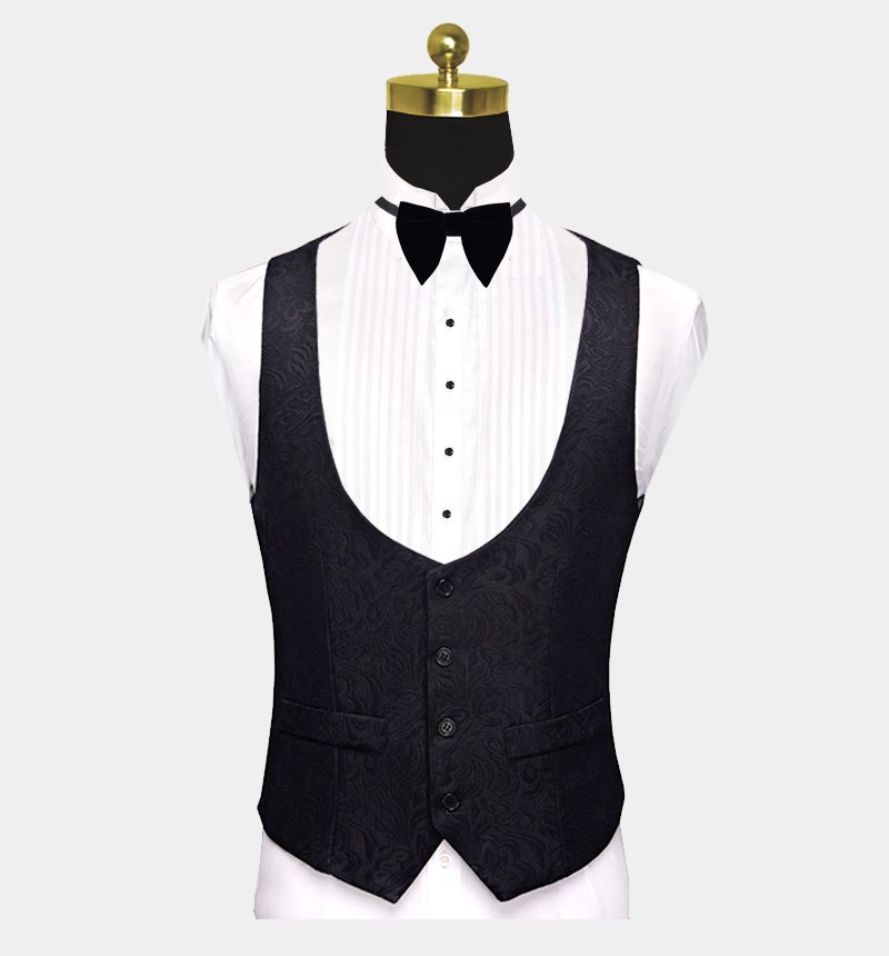 Formal Three-Piece Business Black Men's Suits Jacquard Wedding Suits