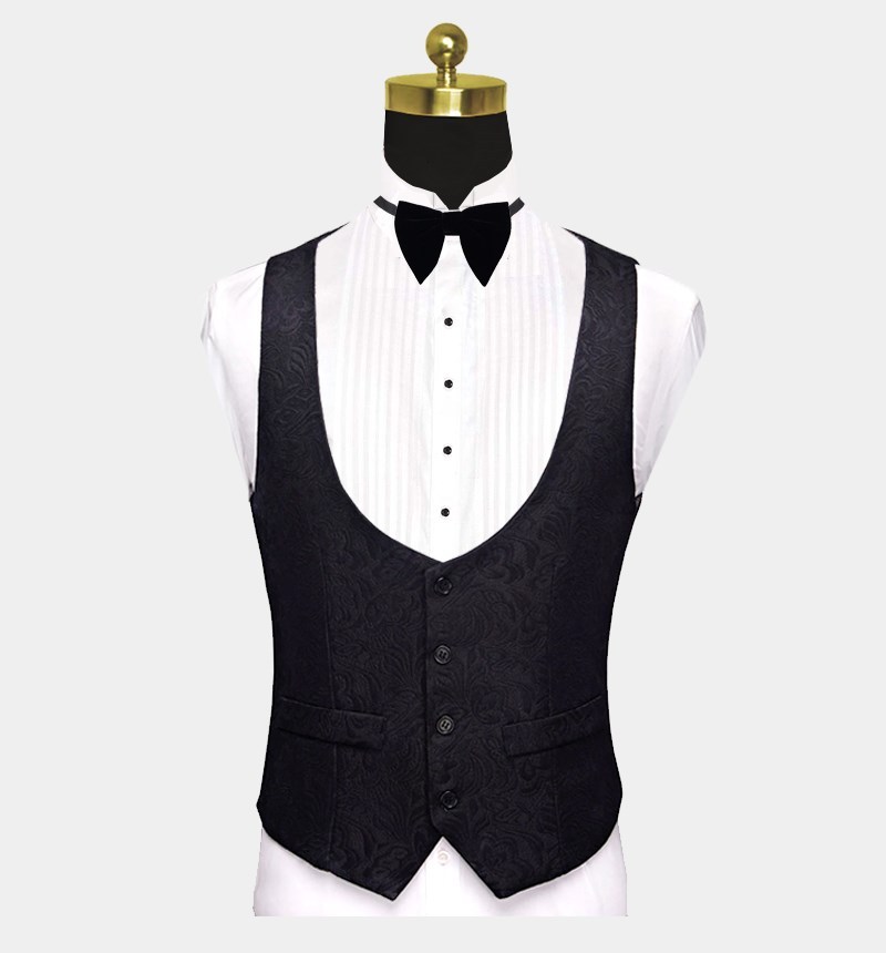 Formal Three-Piece Business Black Men's Suits Jacquard Wedding Suits