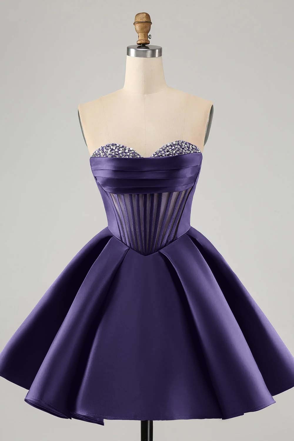 Fuchsia Beaded Sweetheart Fascinating Bud Short Mini cocktail Dress