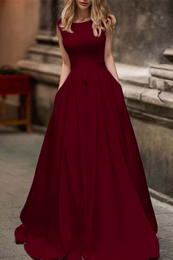 Cap Sleeves Wedding Dress with Pockets