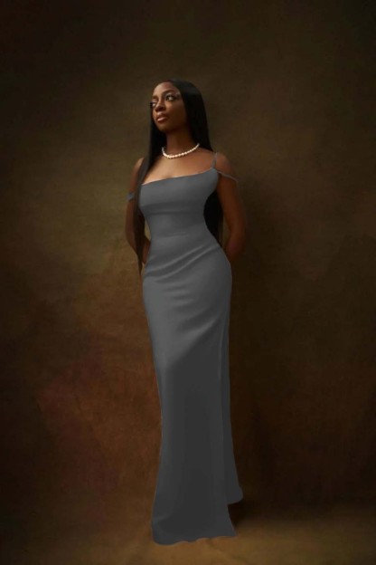 One Shoulder Sleeveless Split Long Formal Dress With Pleated Beading