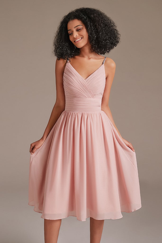 Junior Pink Sleeveless Bridesmaid Dress