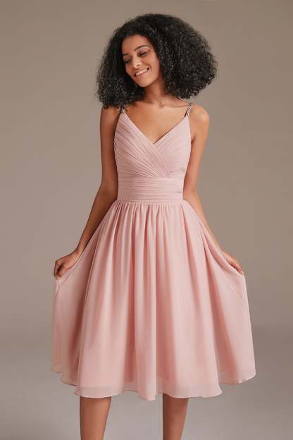 Junior Pink Sleeveless Bridesmaid Dress