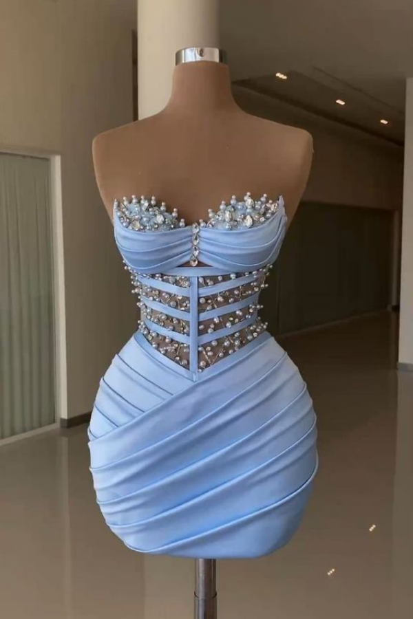 Beaded Strapless Sweetheart Short Mini cocktail Dress