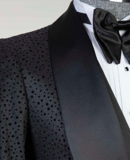 Modern Black Shawl Lapel Three-Piece Men's Suits for Wedding