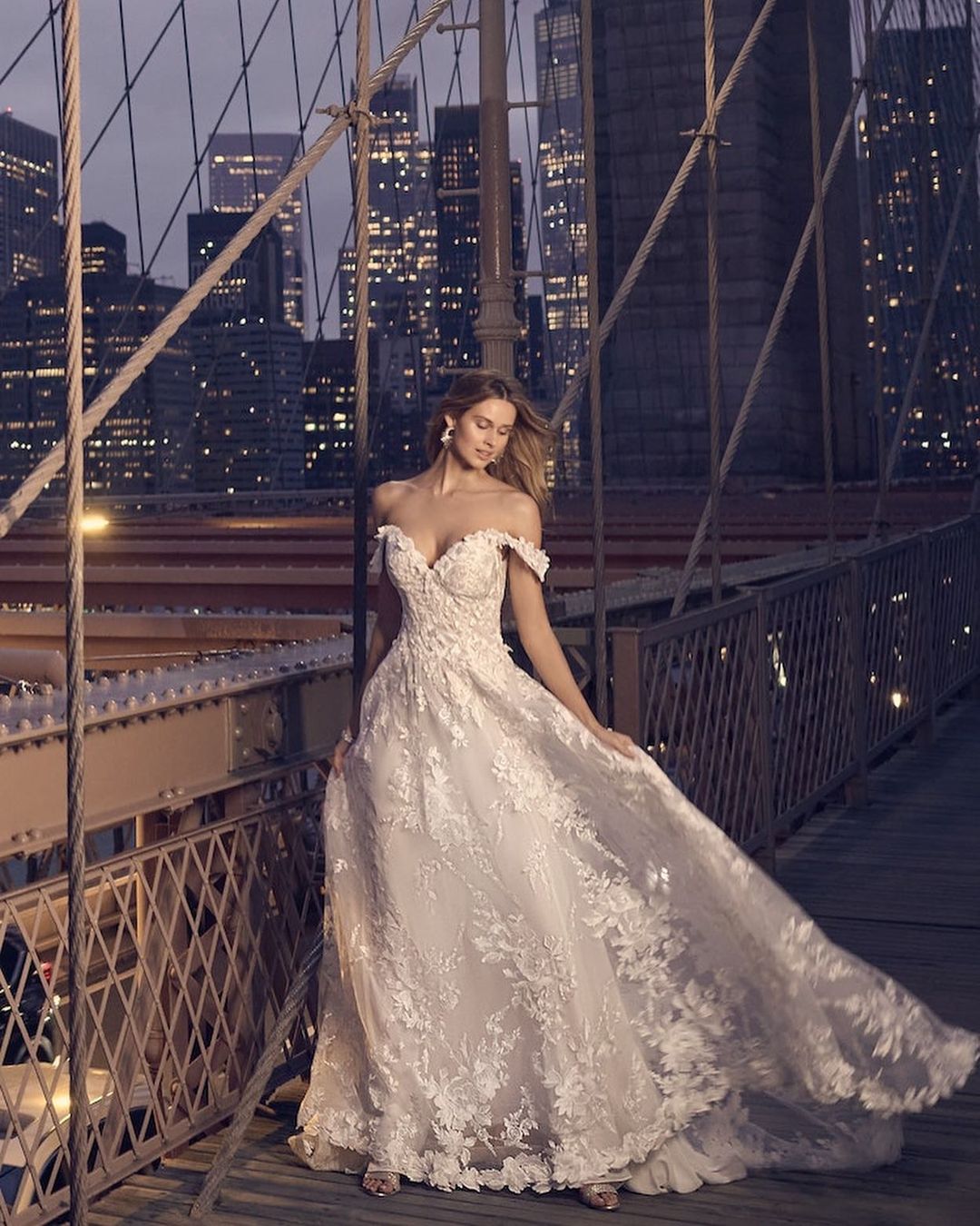 White Off-The-Shoulder Sweetheart Lace Evening Dress