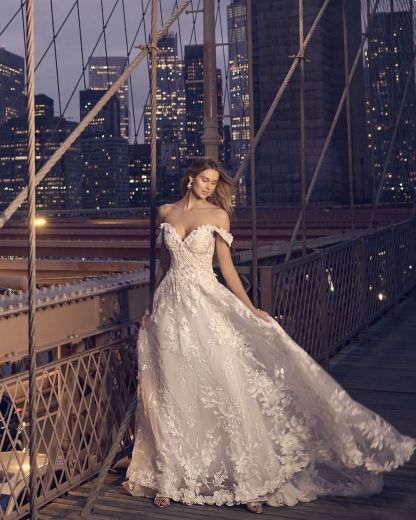 White Off-The-Shoulder Sweetheart Lace Evening Dress