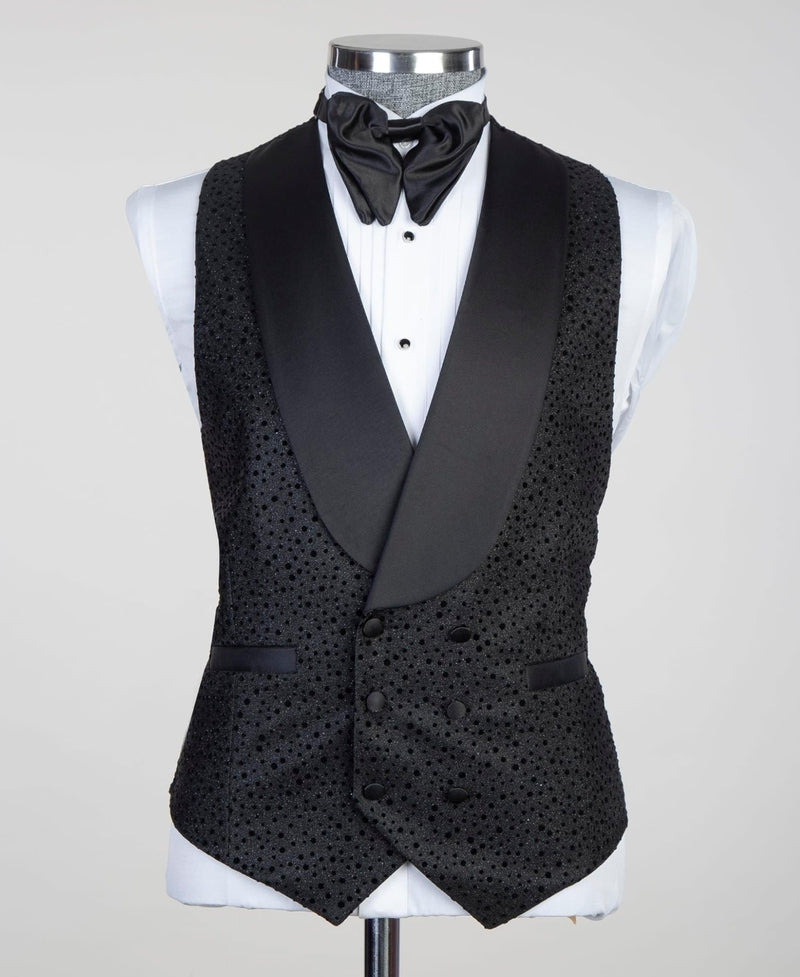 Modern Black Shawl Lapel Three-Piece Men's Suits for Wedding