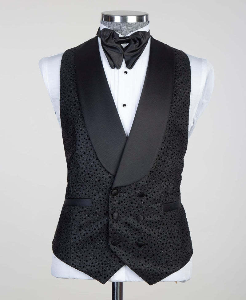 Modern Black Shawl Lapel Three-Piece Men's Suits for Wedding