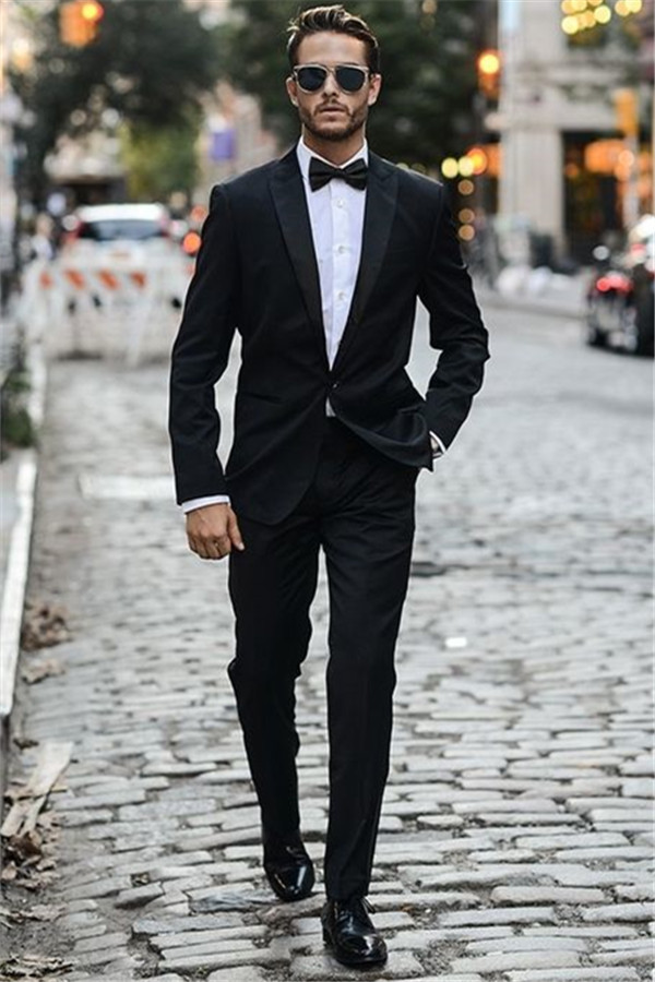 New Arrival Black Casual Dinner All Black Tuxedo Wedding Reception Suit