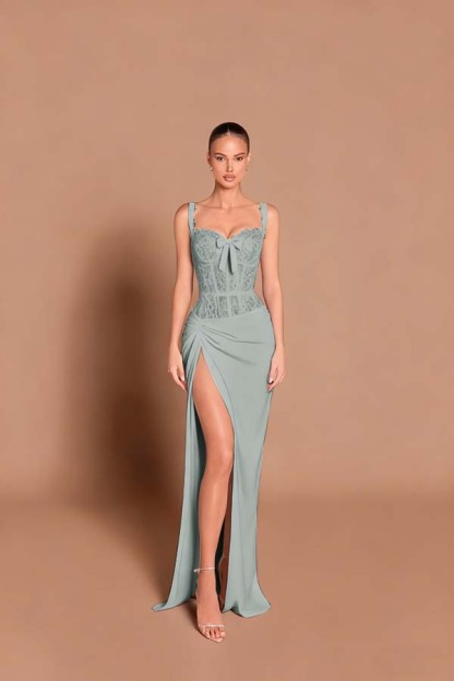 Spaghetti Strap Sleeveless Long Mermaid Formal Dress With Split