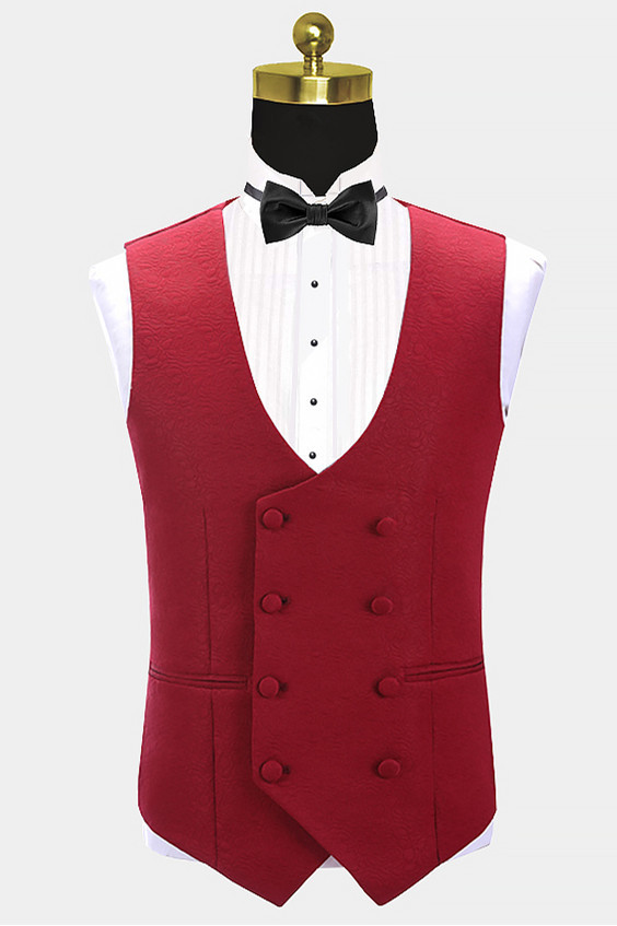 Fashion Abbas Red Three-Piece Shawl Lapel Wedding Groom Suits