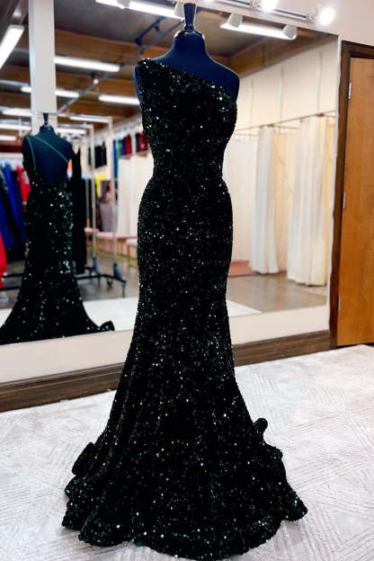 Long Prom Dress with Burgundy Mermaid Sequins