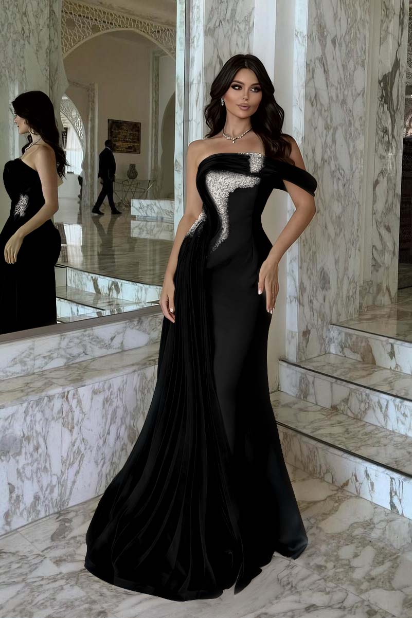 One Shoulder Sleeveless Long Mermaid Formal Dress With Beading