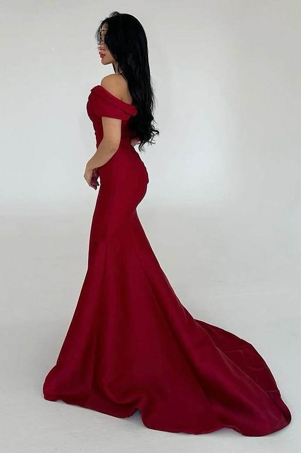 Off the Shoulder Sleeveless Mermaid Long Formal Dress With Pleated