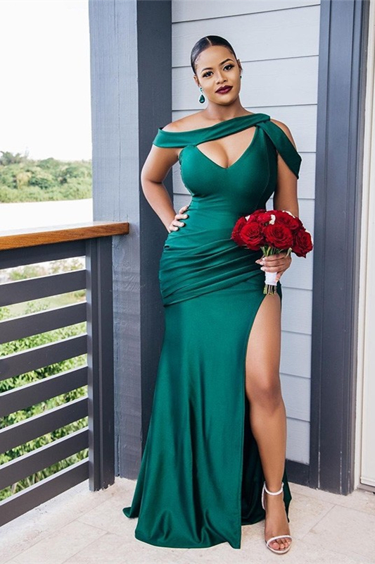 Mermaid Dark Green Bridesmaid Dress with Split