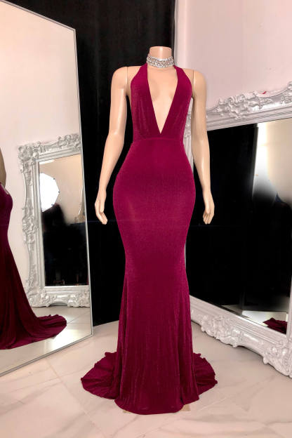 Chic Halter Sleeveless Long Evening Dress