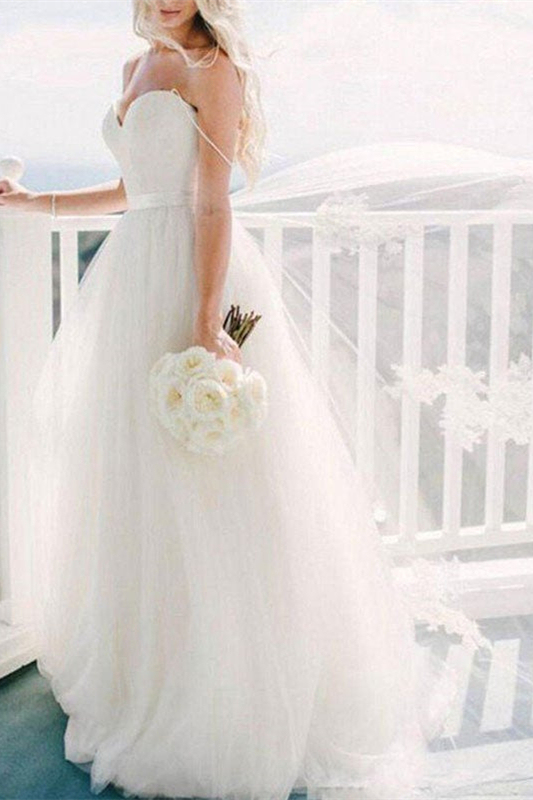 Wedding Dress Tulle Spaghetti-Straps