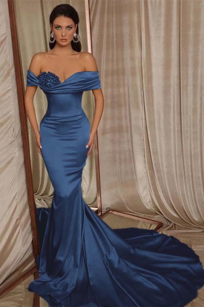 Mermaid Off-the-Shoulder Evening Dress Beadings