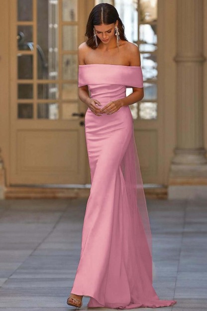 Off the Shoulder Strapless Mermaid Long Formal Dress With Tulle
