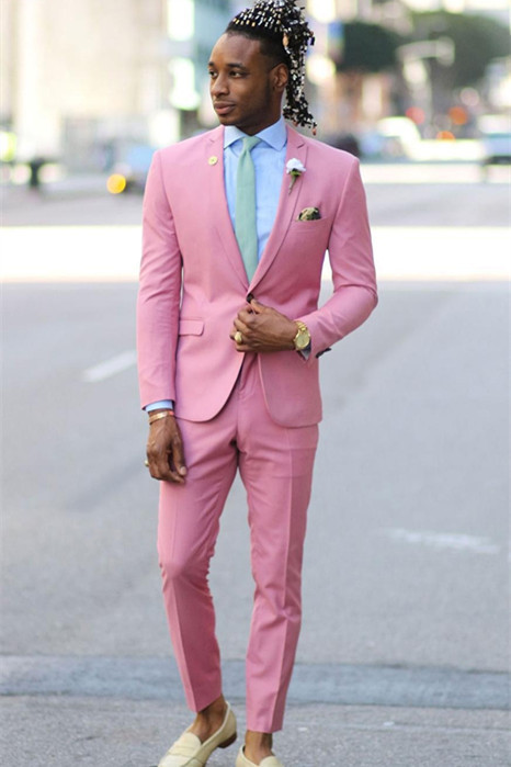 Classic Santiago Pink Tuxedo Wedding Notched Lapel with Two Pieces