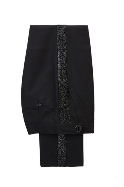 Chic Sky Blue Stitching Two-Piece Sparkle Black Peak Lapel Wedding Suit for Men