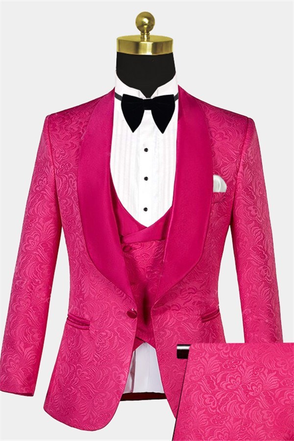 Pink Best Wedding Suits with One Button for Groom