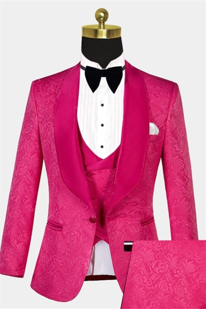 Pink Best Wedding Suits with One Button for Groom