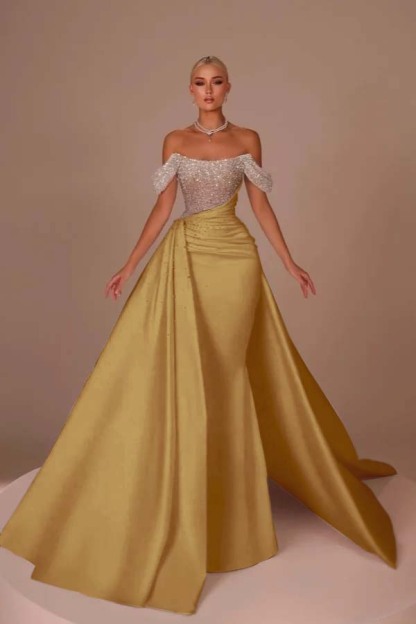 Off the Shoulder Strapless Mermaid Long Formal Dress With Sequins