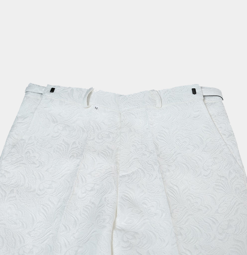 Elegant Two-Piece Shawl Lapel White Jacquard Wedding Groom Suits