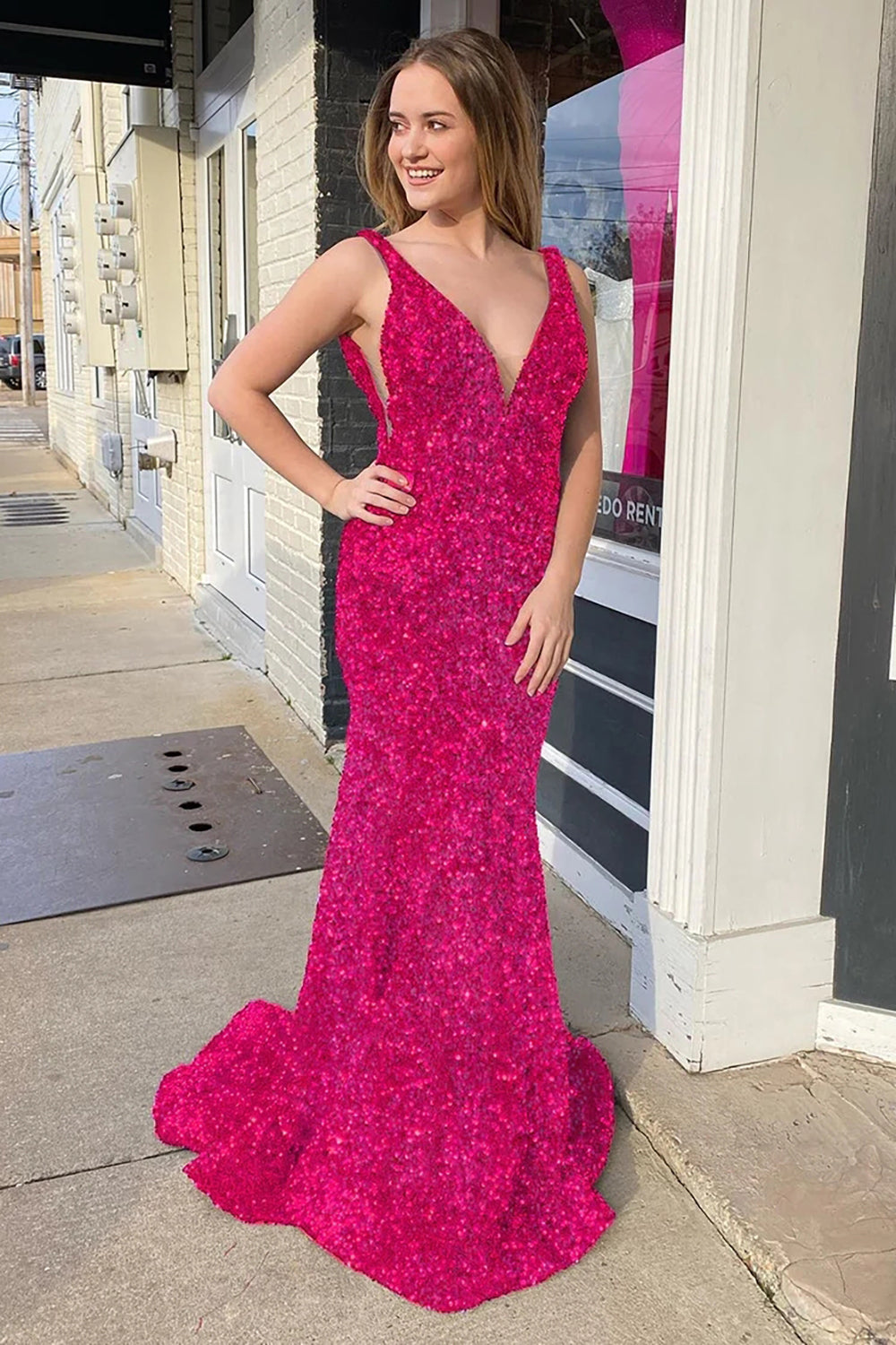 Mermaid Prom Dress with Blue Sequins