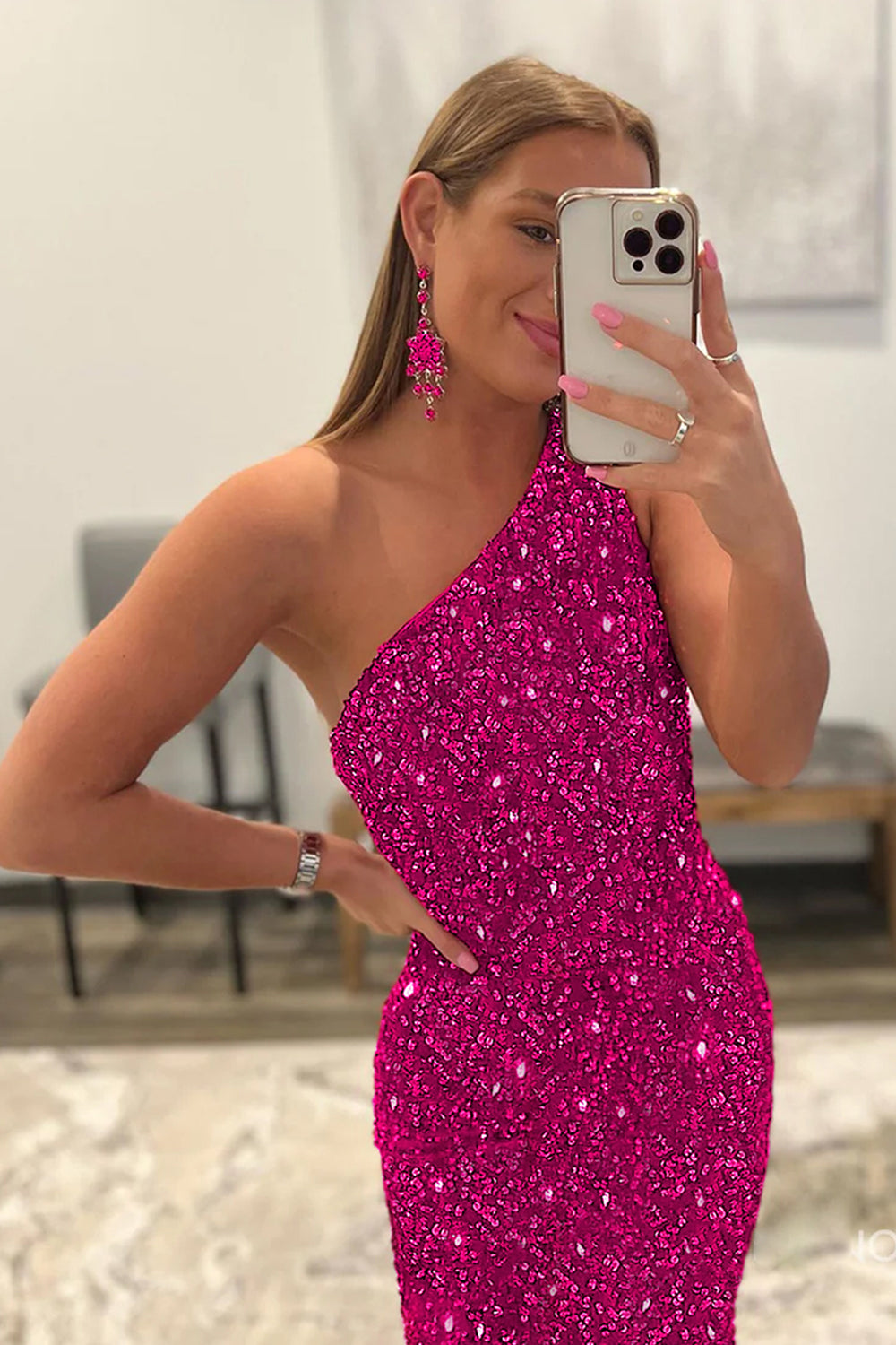 Long Prom Dress with Burgundy Mermaid Sequins