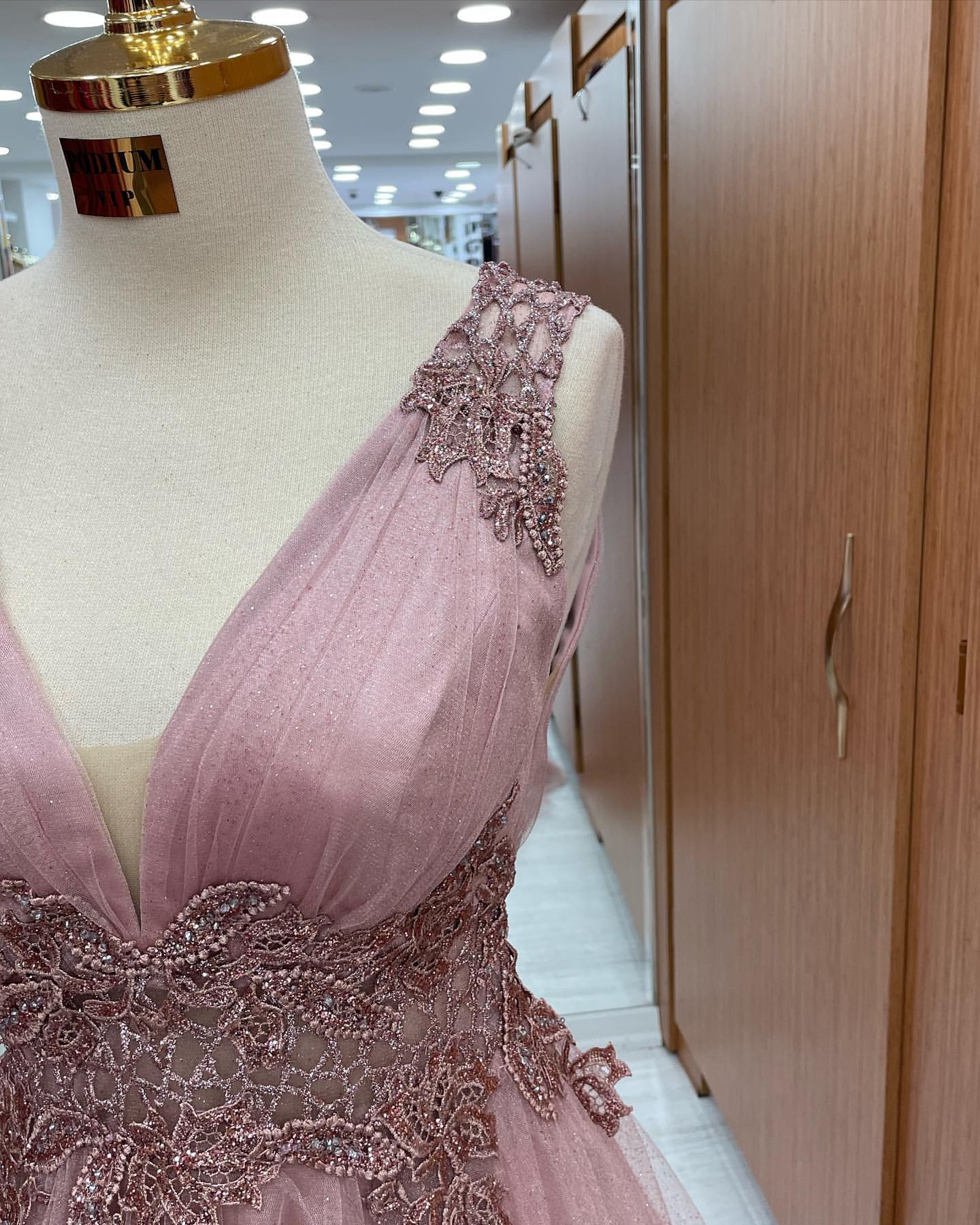 Dusty Pink Sleeveless A Line Formal Dress Tulle Long With Appliques V Neck