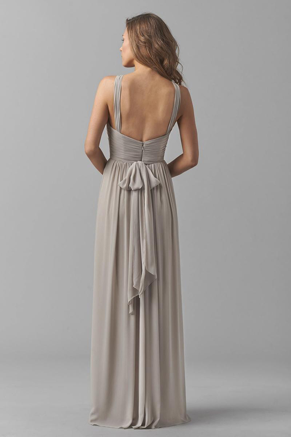 Halter Chiffon Long Bridesmaid Dress