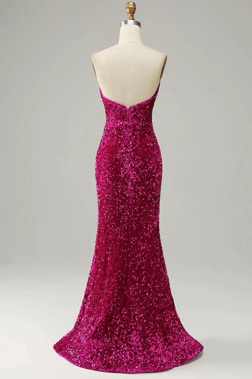 Blue Sequin Sweetheart Prom Dress with Sheath Silhouette and Slit