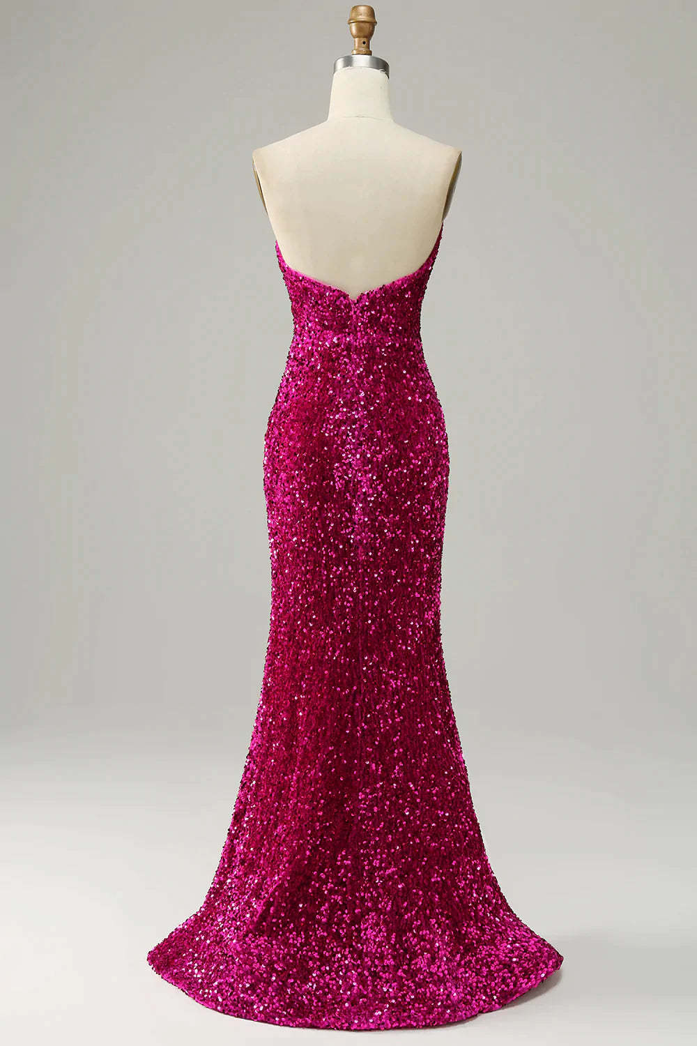 Blue Sequin Sweetheart Prom Dress with Sheath Silhouette and Slit