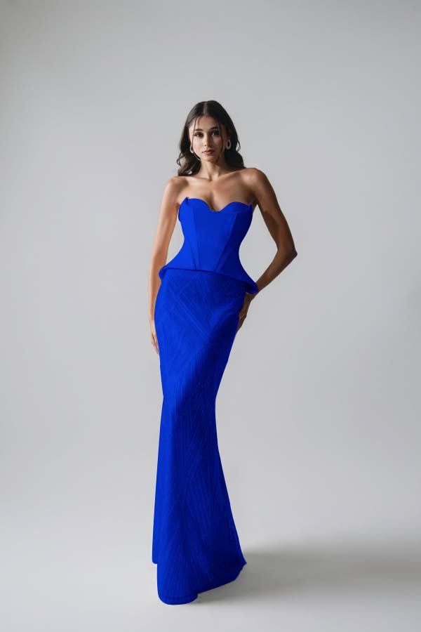 Sleeveless Strapless Long Mermaid Formal Dress With Pleated Sequins