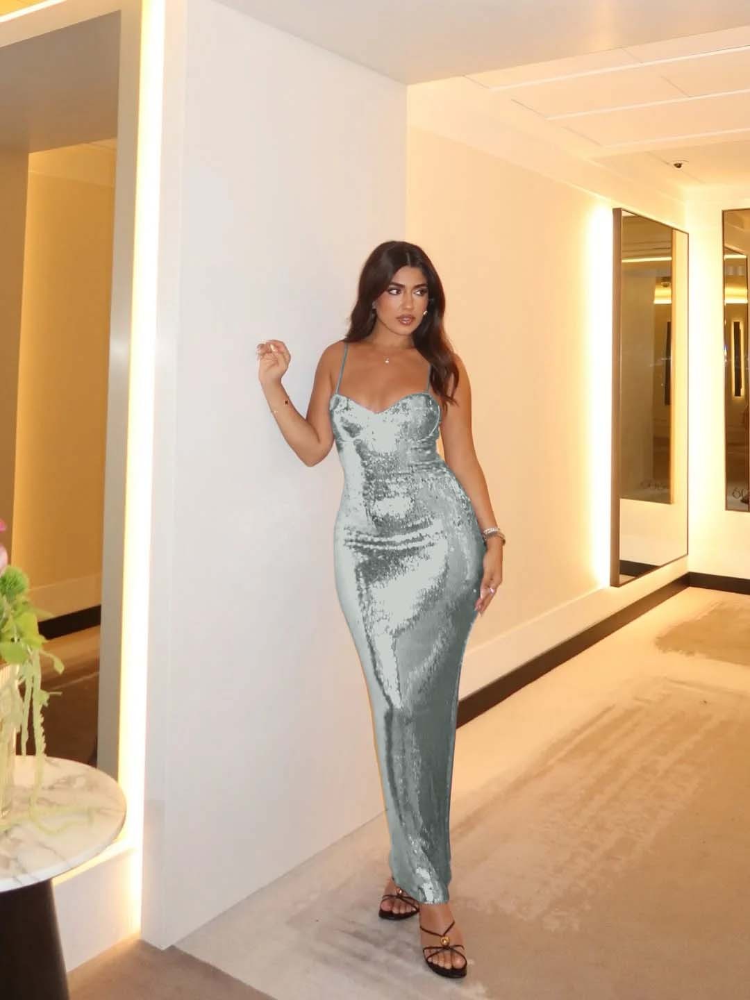 Spaghetti Strap Sleeveless Long Mermaid Formal Dress With Pleated
