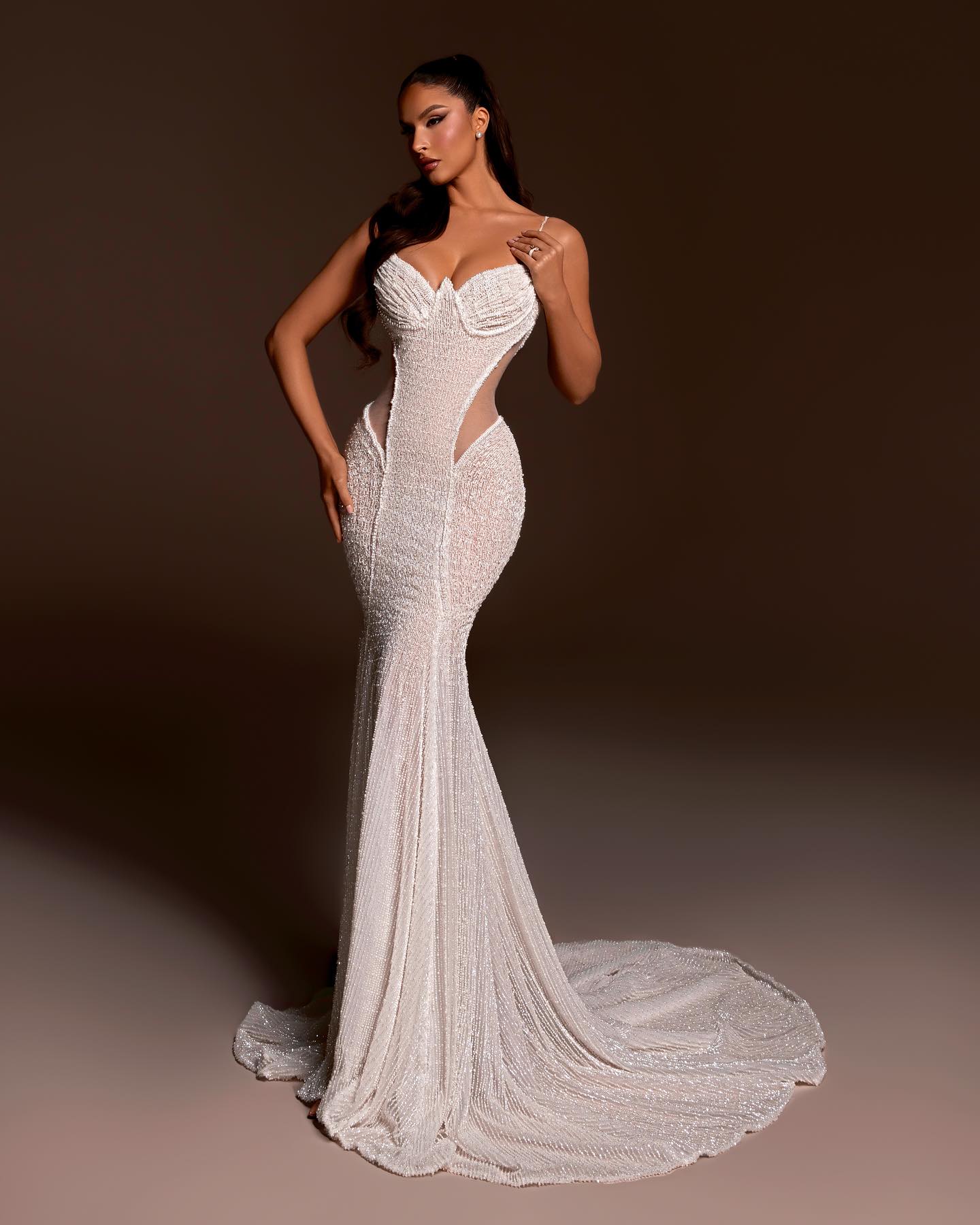 Charming White Spaghetti Strap Mermaid Wedding Dress