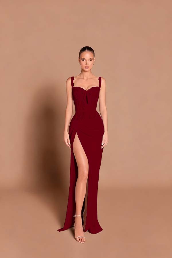 Spaghetti Strap Sleeveless Long Mermaid Formal Dress With Split
